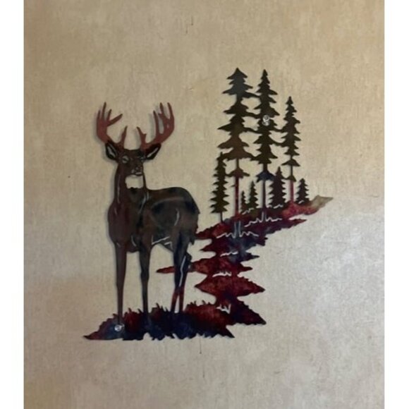 New Metal Deer Wall Art Forest Deer Wall Decor Metal Tree Wall Art Metal Decor - Picture 2 of 2